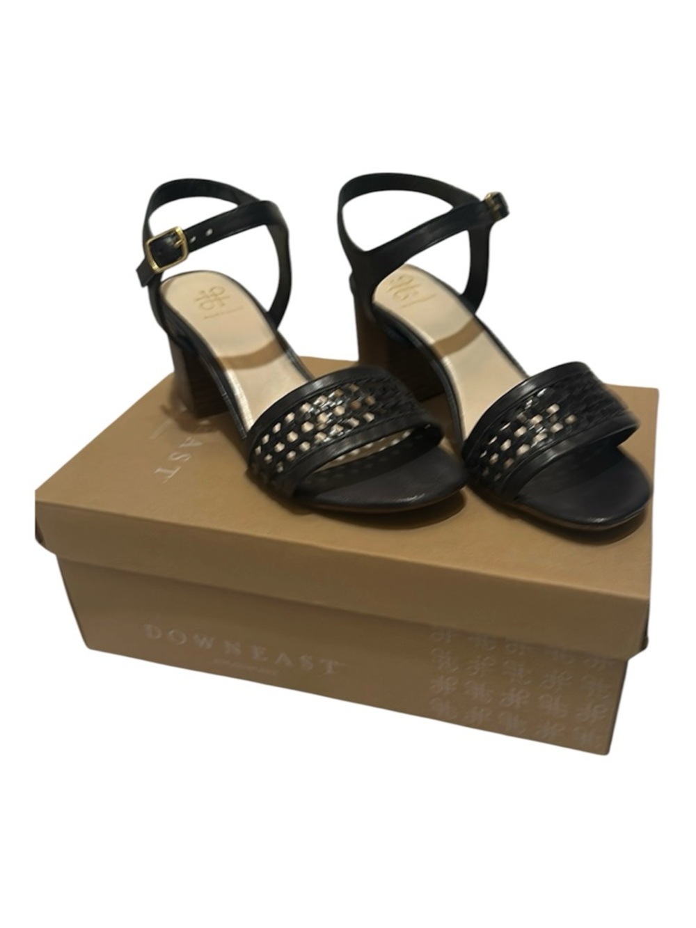 DownEast Black leather with Block Heel and Ankle Strap - Size 7